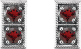 14K Gold Round Natural Mozambique Garnet Two-Stone Earrings - White Gold - view 4