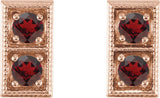 14K Gold Round Natural Mozambique Garnet Two-Stone Earrings - Rose Gold - view 4