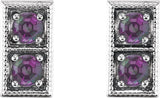 Platinum Round Lab-Grown Alexandrite Two-Stone Earrings - view 4