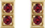 14K Gold Round Lab-Grown Ruby Two-Stone Earrings - view 4