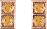 14K Gold Round Natural Citrine Two-Stone Earrings - Rose Gold - view 4