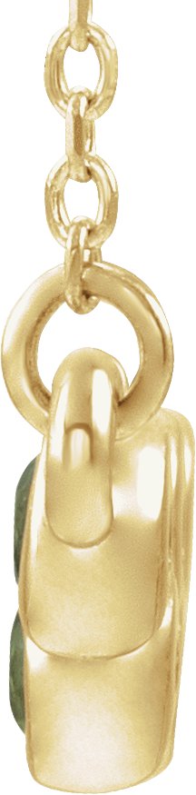 14K Gold Round Natural Peridot Bezel-Set Bar Necklace - Yellow Gold - view 4
