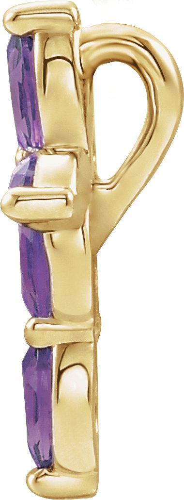 14K Gold Marquise Lab-Grown Alexandrite Cross Necklace or Pendant - Yellow Gold - view 4