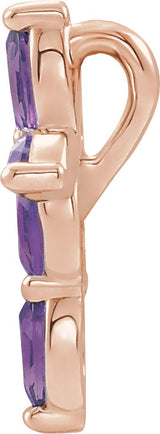 14K Gold Marquise Lab-Grown Alexandrite Cross Necklace or Pendant - Rose Gold - view 4