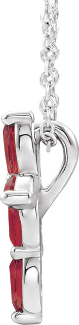 14K Gold Marquise Natural Ruby Cross Necklace or Pendant - White Gold - view 4