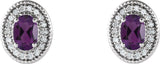 14K Gold Natural Amethyst & Natural Diamond Oval 4-Prong Halo-Style Earrings - White Gold - view 2