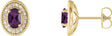 14K Gold Natural Diamond Oval 4-Prong Halo-Style Earrings