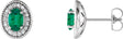 14K Gold Lab-Grown Emerald & Natural Diamond Oval 4-Prong Halo-Style Earrings – 6x4mm – 6mm Stones