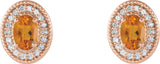 14K Gold Natural Citrine & Natural Diamond Oval 4-Prong Halo-Style Earrings - Rose Gold - view 2