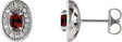 Platinum Natural Mozambique Garnet & Natural Diamond Oval 4-Prong Halo-Style Earrings
