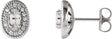 Platinum Natural White Sapphire & Natural Diamond Oval 4-Prong Halo-Style Earrings