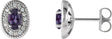 Platinum Lab-Grown Alexandrite & Natural Diamond Oval 4-Prong Halo-Style Earrings