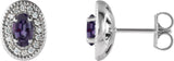 Platinum Lab-Grown Alexandrite & Natural Diamond Oval 4-Prong Halo-Style Earrings