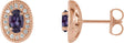 14K Gold Lab-Grown Alexandrite & Natural Diamond Oval 4-Prong Halo-Style Earrings - Rose Gold