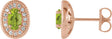 14K Gold Natural Peridot & Natural Diamond Oval 4-Prong Halo-Style Earrings - Rose Gold