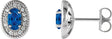 Platinum Lab-Grown Blue Sapphire & Natural Diamond Oval 4-Prong Halo-Style Earrings – 5x3mm