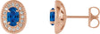 14K Gold Natural Blue Sapphire & Natural Diamond Oval 4-Prong Halo-Style Earrings - Rose Gold