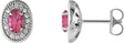 Platinum Natural Pink Tourmaline & Natural Diamond Oval 4-Prong Halo-Style Earrings