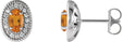 Platinum Natural Citrine & Natural Diamond Oval 4-Prong Halo-Style Earrings