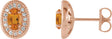 14K Gold Natural Citrine & Natural Diamond Oval 4-Prong Halo-Style Earrings - Rose Gold