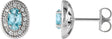 Platinum Natural Blue Zircon & Natural Diamond Oval 4-Prong Halo-Style Earrings