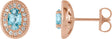 14K Gold Natural Blue Zircon & Natural Diamond Oval 4-Prong Halo-Style Earrings - Rose Gold