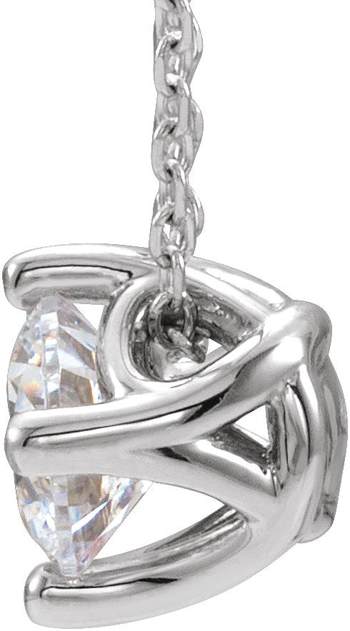 Platinum Round Natural White Sapphire Solitaire Necklace or Slide Pendant - view 4