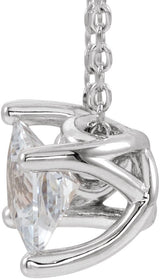14K Gold Square Natural White Sapphire Solitaire Necklace or Slide Pendant - White Gold - view 4