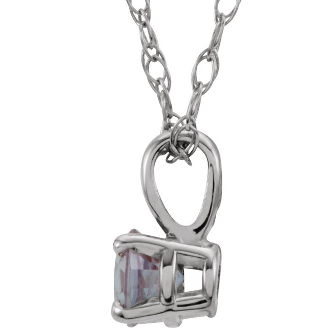 14K Gold Round Alexandrite Youth Birthstone Necklace or Pendant - White Gold - view 4