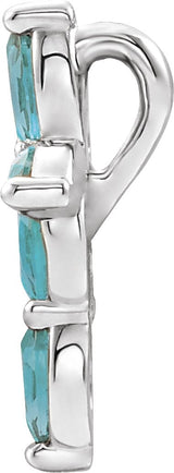 Platinum Marquise Natural Blue Zircon Cross Necklace or Pendant - view 4