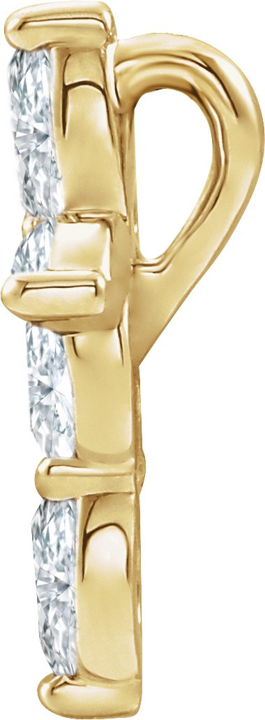 14K Gold Marquise Natural White Sapphire Cross Necklace or Pendant - Yellow Gold - view 4