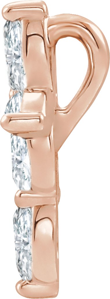 14K Gold Marquise Natural Diamond Cross Necklace or Pendant - Rose Gold - view 4