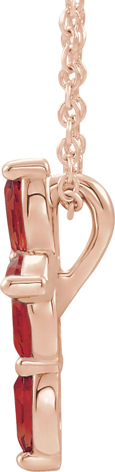 14K Gold Marquise Natural Mozambique Garnet Cross Necklace or Pendant - Rose Gold - view 4