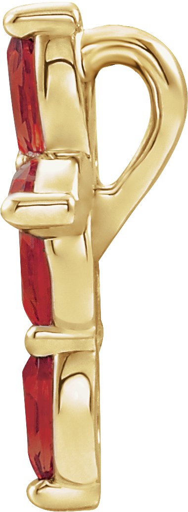 14K Gold Marquise Natural Mozambique Garnet Cross Necklace or Pendant - Yellow Gold - view 4