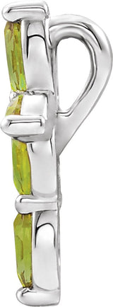 14K Gold Marquise Natural Peridot Cross Necklace or Pendant - White Gold - view 4