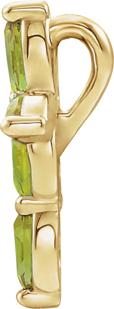 14K Gold Marquise Natural Peridot Cross Necklace or Pendant - Yellow Gold - view 4