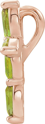 14K Gold Marquise Natural Peridot Cross Necklace or Pendant - Rose Gold - view 4
