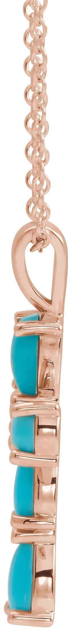 14K Gold Pear Natural Turquoise Beaded Cross Necklace or Pendant - Rose Gold - view 2