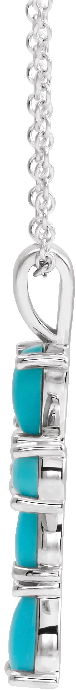 Platinum Pear Natural Turquoise Beaded Cross Necklace or Pendant - view 2