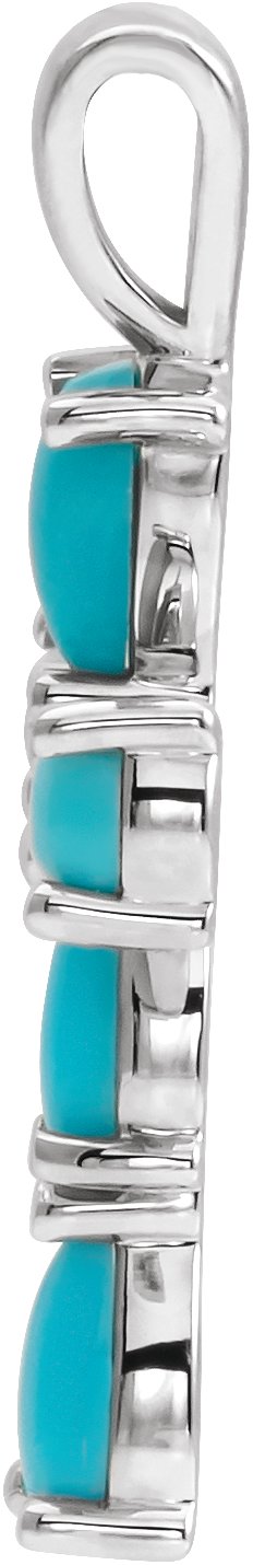 Platinum Pear Natural Turquoise Beaded Cross Necklace or Pendant - view 2