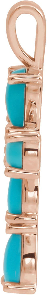 14K Gold Pear Natural Turquoise Beaded Cross Necklace or Pendant - Rose Gold - view 2
