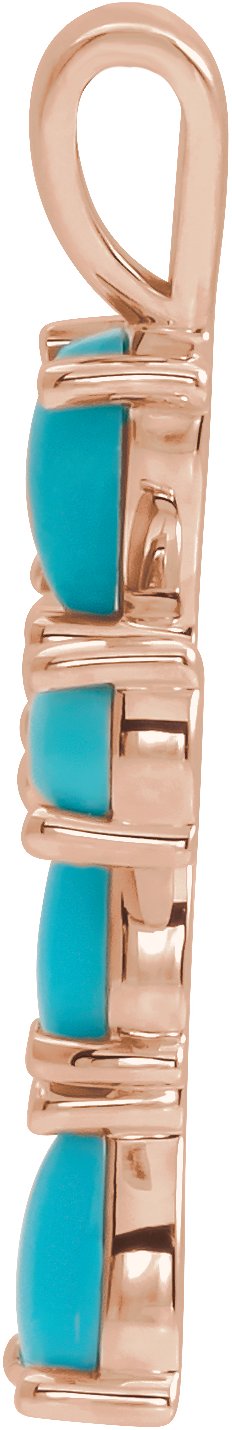 14K Gold Pear Natural Turquoise Beaded Cross Necklace or Pendant - Rose Gold - view 2