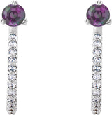Platinum Round Lab-Grown Alexandrite Accented J-Hoop Earrings - view 5