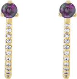14K Gold Round Lab-Grown Alexandrite Accented J-Hoop Earrings - Yellow Gold - view 5