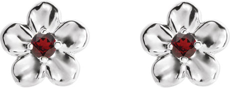 Platinum Round Mozambique Garnet Youth Flower Earrings - view 2