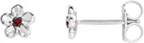 Platinum Round Mozambique Garnet Youth Flower Earrings
