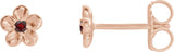 14K Gold Round Mozambique Garnet Youth Flower Earrings - Rose Gold