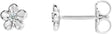14K Gold Round Diamond Youth Flower Earrings - White Gold