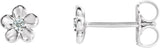 Platinum Round Diamond Youth Flower Earrings