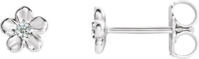 Platinum Round Diamond Youth Flower Earrings